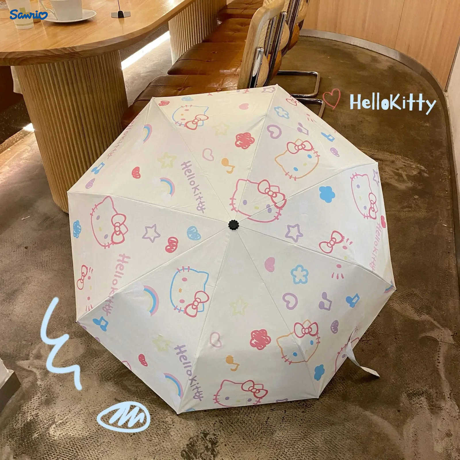 Sanrio Sanrio Fully Automatic Umbrella Hello Kitty Sunshade UV Protection Sunny Day Rainy Day Dualpurpose Kawaii Sunshade Umbrella L251029