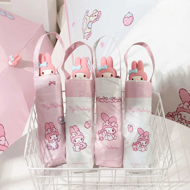 Sanrio Sanrio My Melody Umbrella Kawaii ThreeDimensional Doll Head Small FiveFold Umbrella Manual Summer Sunscreen Sunshade Genuine L251029