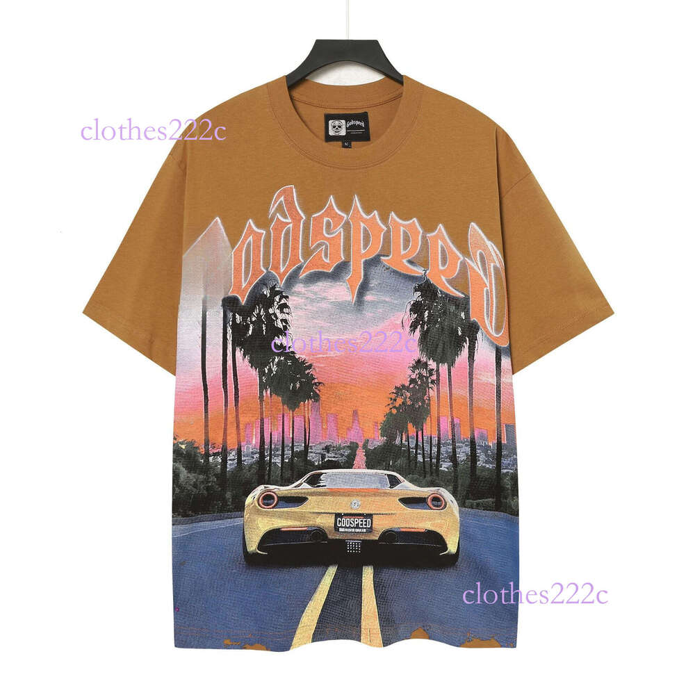 New High-End Printed Cotton Men's T-Shirt American Style Trendy Brand Short Sleeve Summer