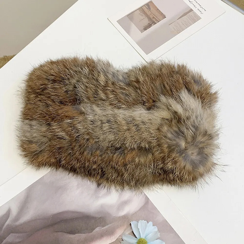 Autumn and Winter Real Rabbit Hair Band Hair Hoop Womens Warm Fur Hat Vintage Wide Edge Plush Headband 251029