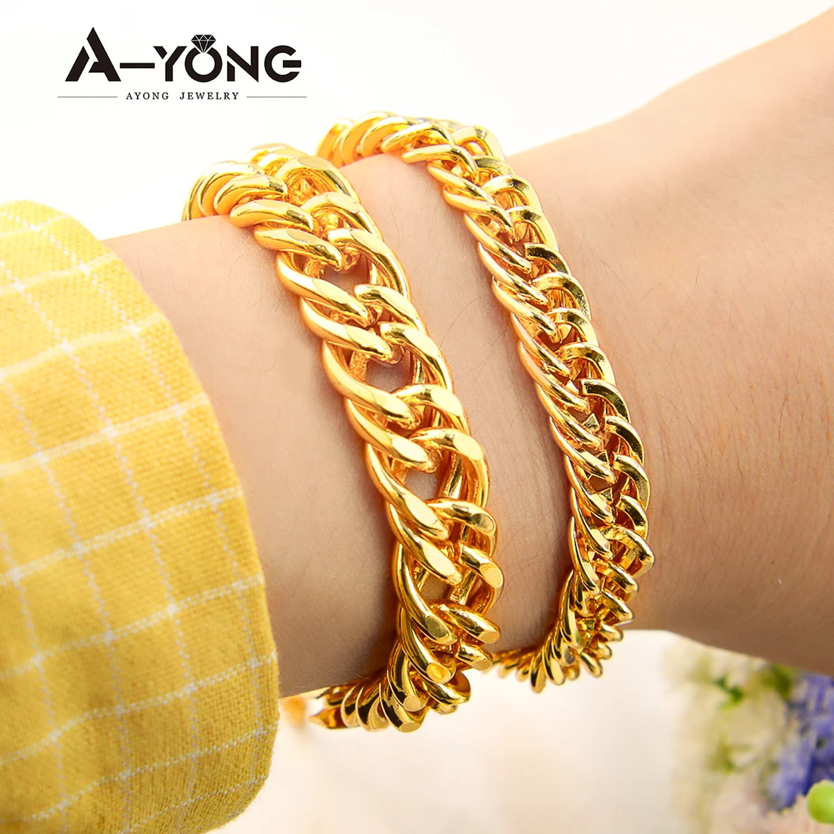 Saudi Gold Plated Necklace Bracelet 21k Italian Simple Cuban Chunky Chains Middle Eastern Dubai Women Event Party Jewelry 251028