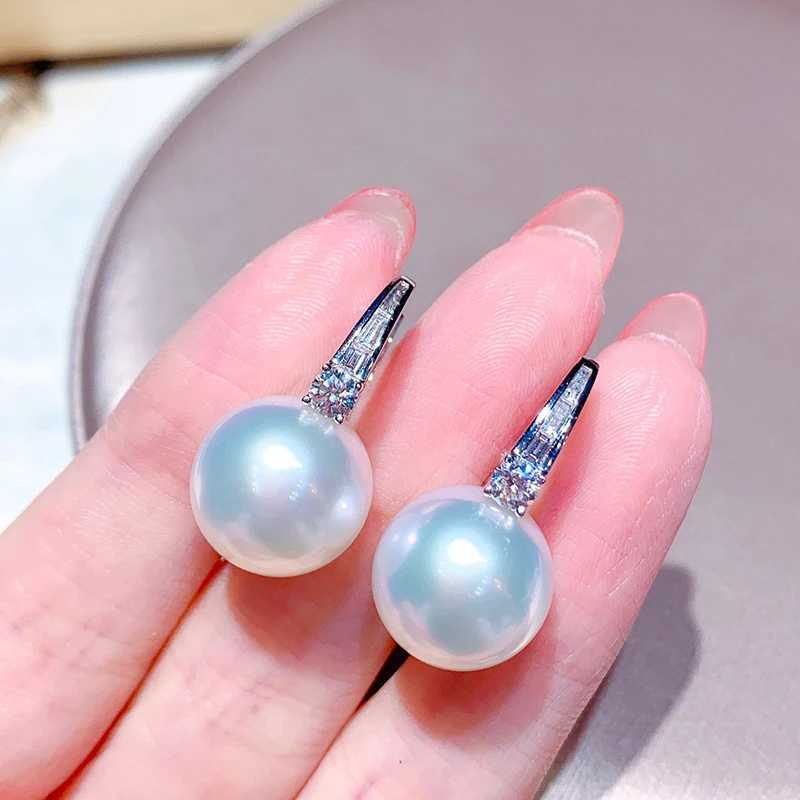 Huitan Exquisite Womens Imitation Pearl Earrings Silver Color Luxury Shiny CZ Daily Wear Temperament Female Earrings JewelryW251029