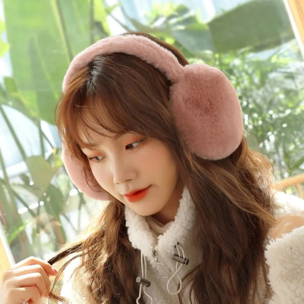1PC Solid Color Soft Plush Ear Warmer Winter Warm Earmuffs Fashion Ear Cover Outdoor Cold Protection EarMuffs Folding Earflap 251029