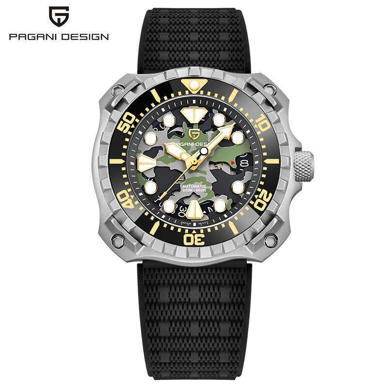Pagani Titanium Case Camouflage Men's Automatic Mechanical Watch Military Luminous Waterproof Calendar Square