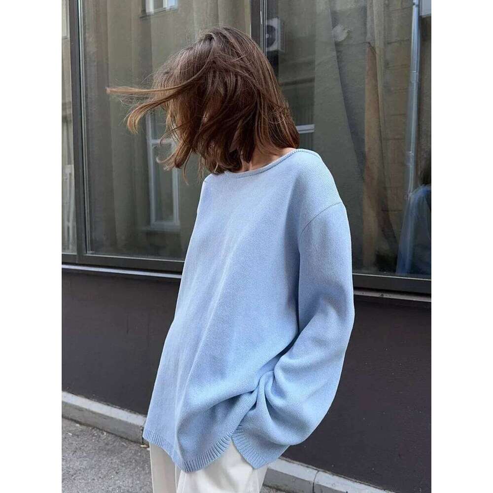 Wolfeel Autumn Winter New Women's Cotton Backless Design Loose Knit Pullover Jumper Fashionable Commuting Sweater Designer Sweater Women Bear Swe