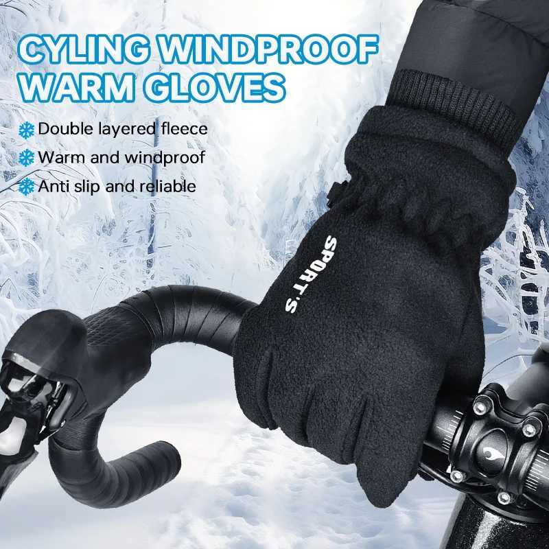 Winter Thermal Cycling Gloves For Men Touch Screen Nonslip Windproof Bicycle Motorcycle Gloves Outdoor Polar Fleece Ski Gloves J251029