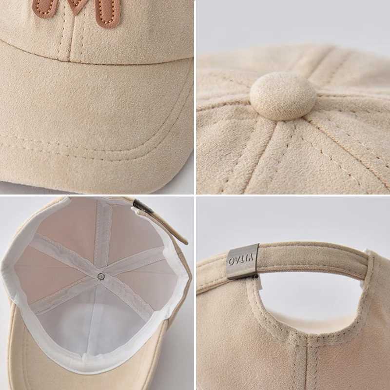 Spring Autumn Suede Kids Baseball Hat Solid Color Children Peaked Cap M Letter Baby Duck Tongue Cap Boy Girl Outdoor Sun Visors251028