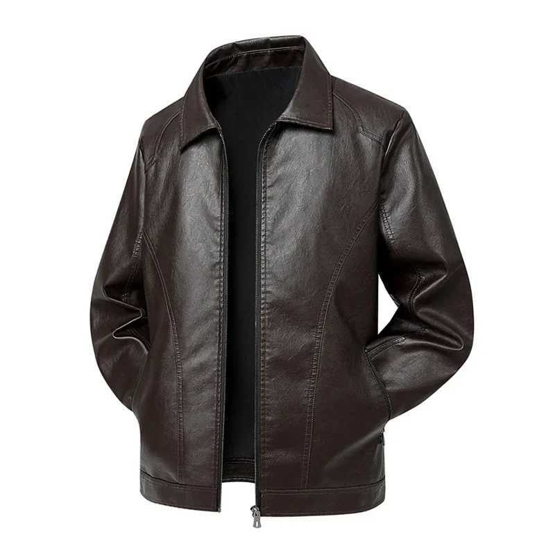 Mens Fall Winter PU Leather Jackets 2025 Mens Turn Down Collar Motorcycle Leather Jacket Mens Brown Casual Jackets Big Size 8XLT251029