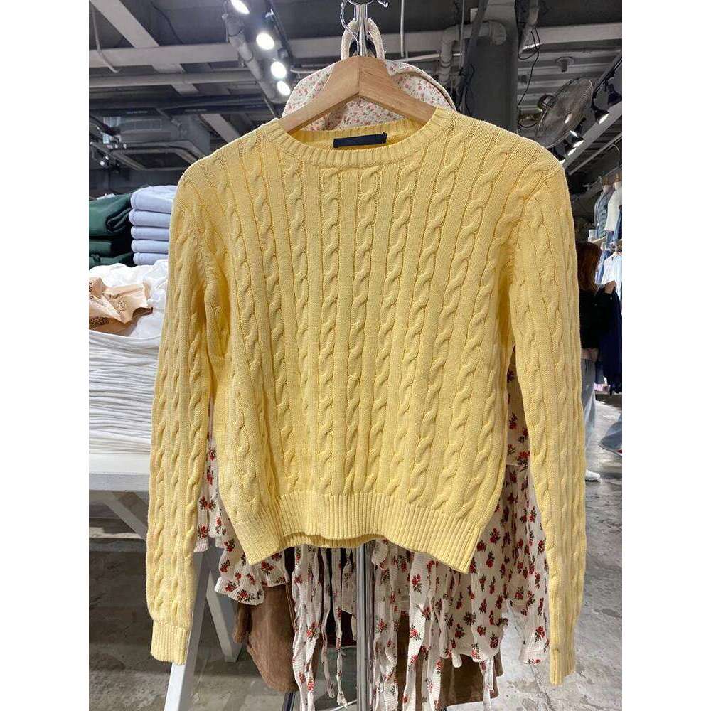 Vintage Cotton Cable Kint Sweater Women Autumn Haruku Solid Round Neck Long Sleeve Tops Female Retro Cute Slim Sweaters Chic Designer Sweater Women Be