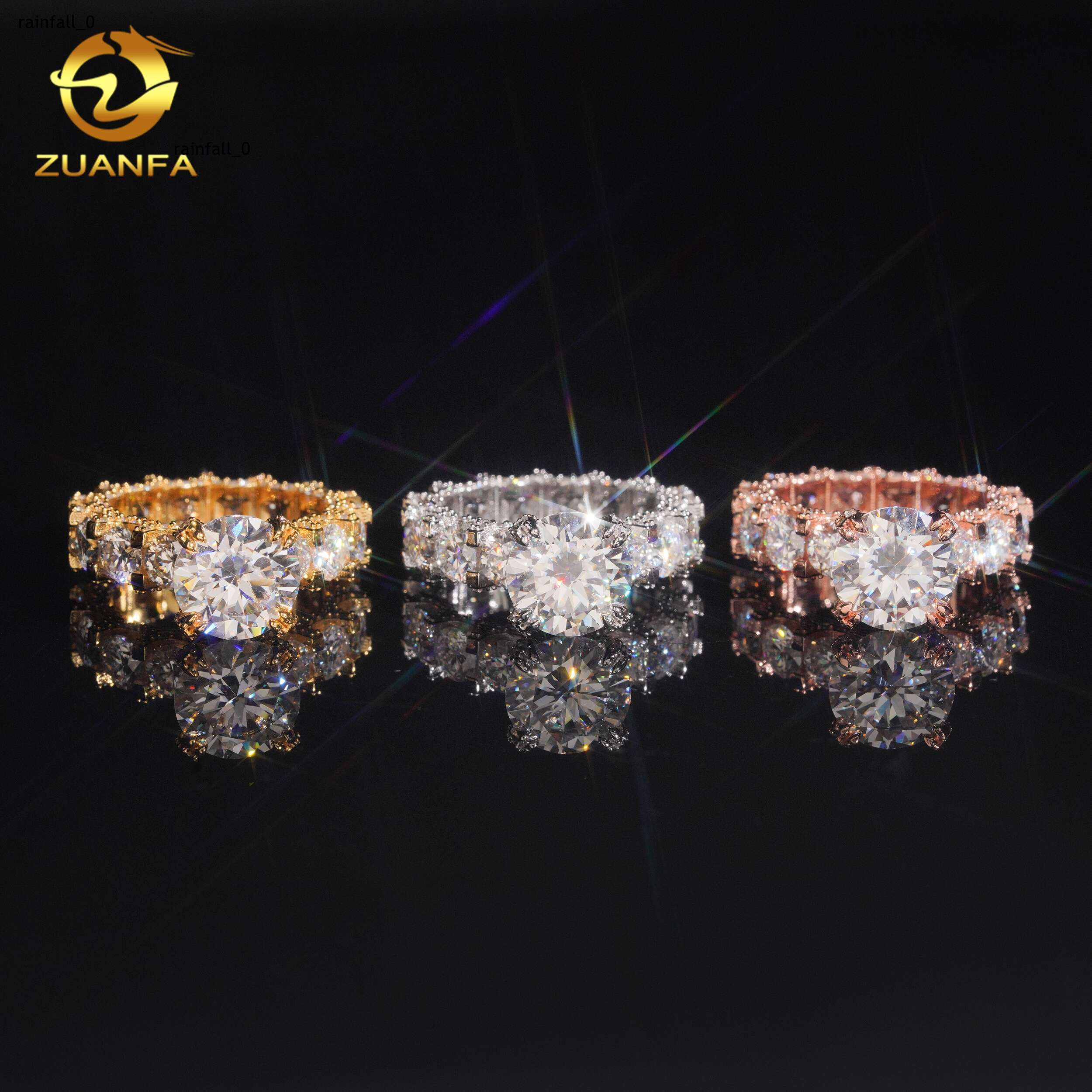 Fashion Hip Hop Jewelry 925 Silver 4Ct Round Cut Moissanite Diamond Ring Pass Diamond Tester Hip Hop Ring Iced Out Ring