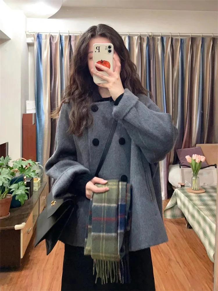 Wool for Women Chic Autumn Winter Retro Thickened Korean Style Outerwear Classic Prevalent Ins Cozy Elegant Office Daily Female 251029