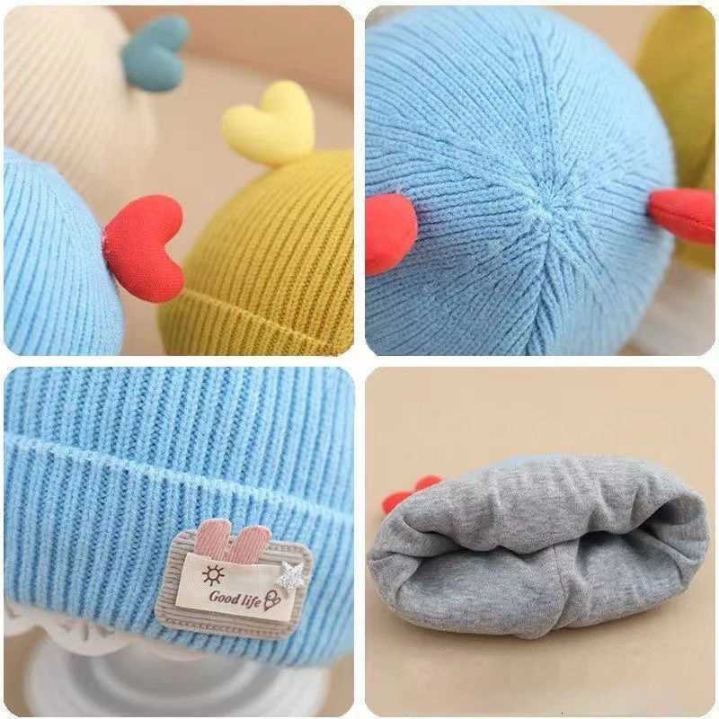 Cute Love Heart Ears Baby Hat Winter Warm Knitted Newborn Beanie Cap Solid Color Cartoon Infant Boy Girl Woolen Hats251028