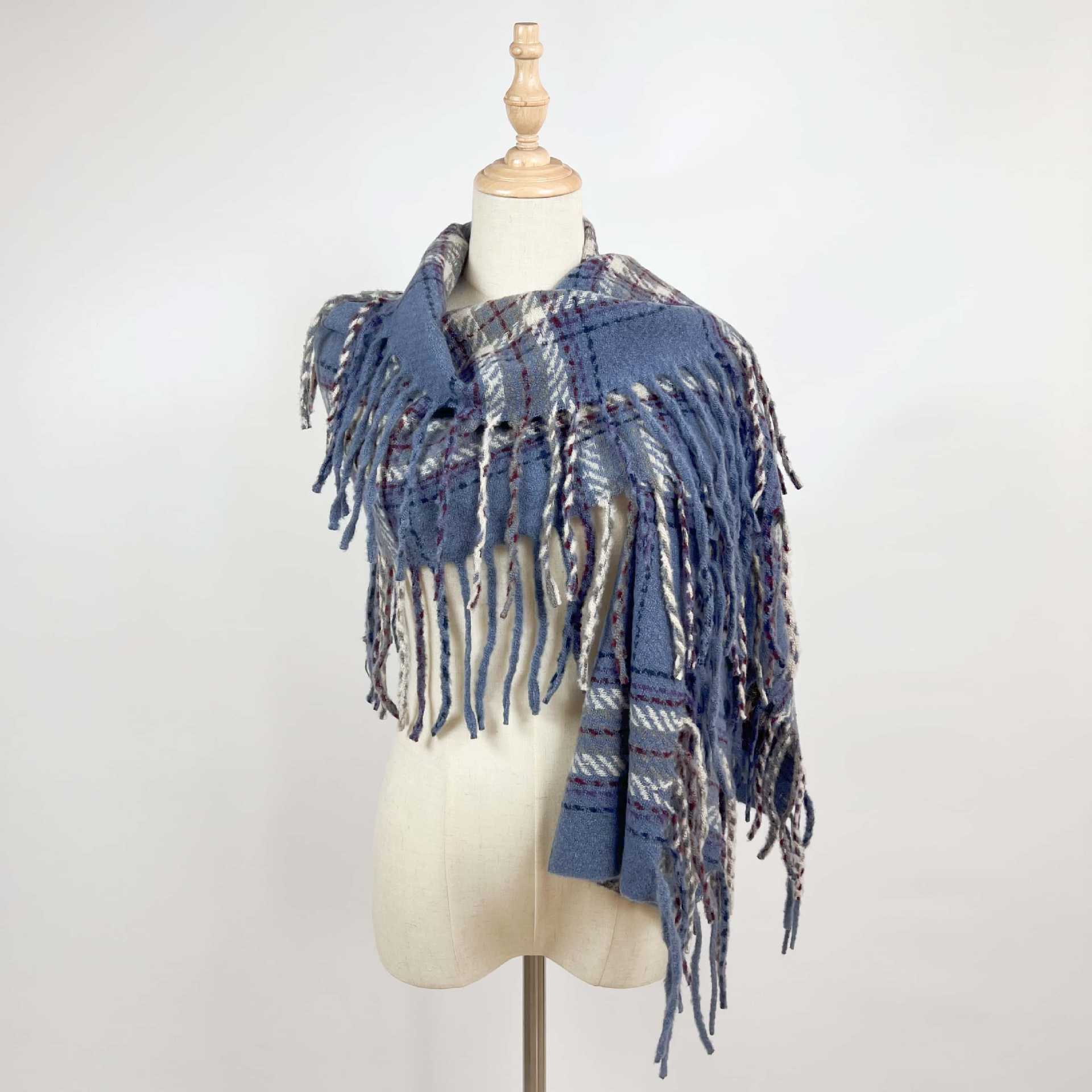 New Plaid Circle Scarf Female Imitation Cashwool Atmosphere Feeling All Kinds Of Tassel Scarf Casual Scarf 2025s hot