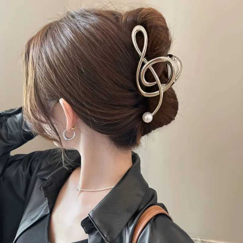 1pc Fashion Musical Note Design Claw Clip for Women Elegant Metal Shark Clip NonSlip Ponytail Bun Holder Hair Accessories GiftW251028