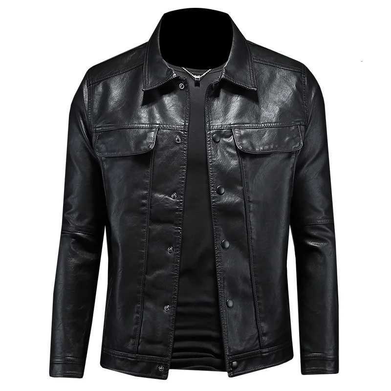 New mens leather jacket mens lapel motorcycle leather jacket highquality single breasted slim fit fashionable jacket M5XLT251029