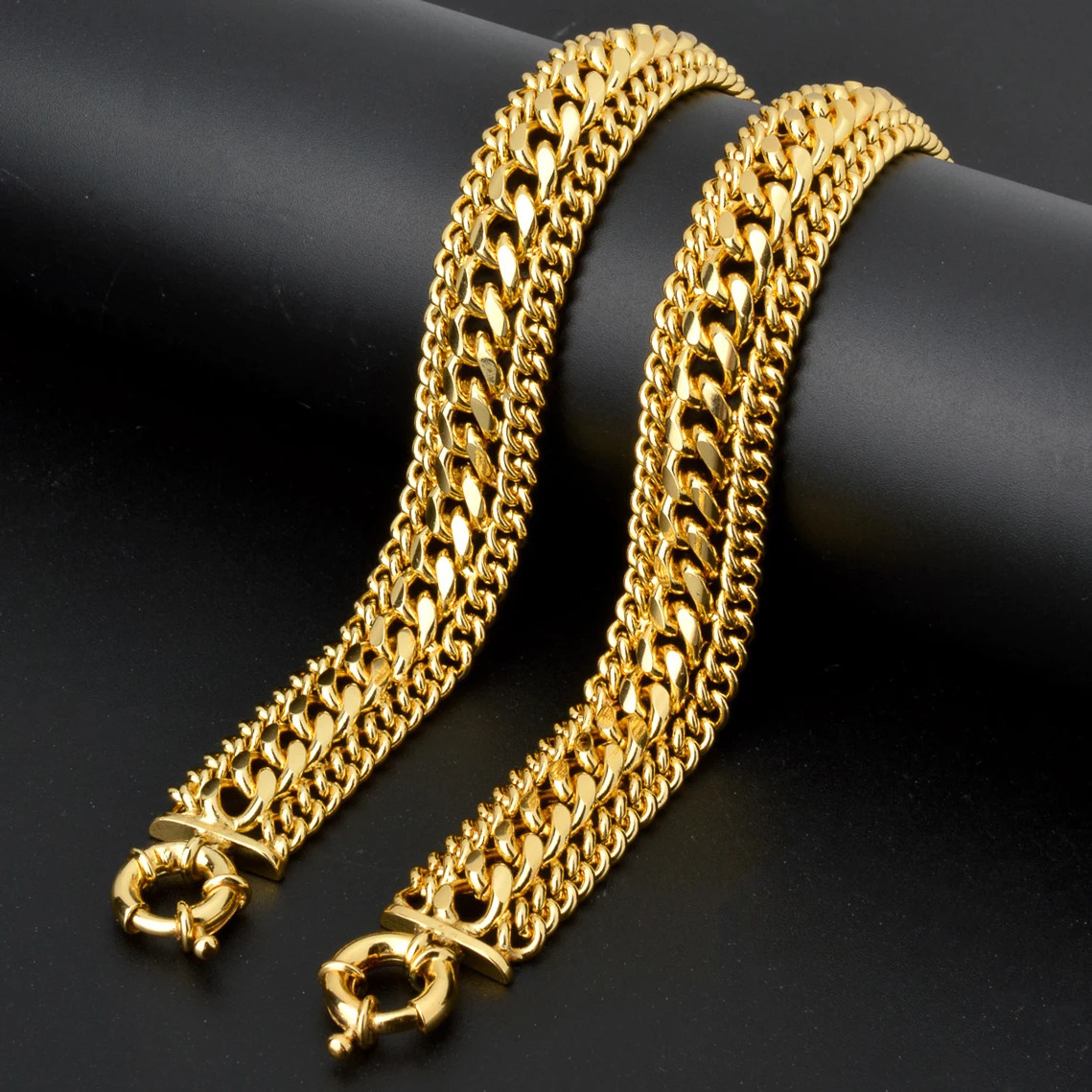 20MM Big Wide Chain For Men Women Bracelet Gold Plated Double Weaving Rolo Cable Curb Link Catenary Chain Valentines Day Gift 251028