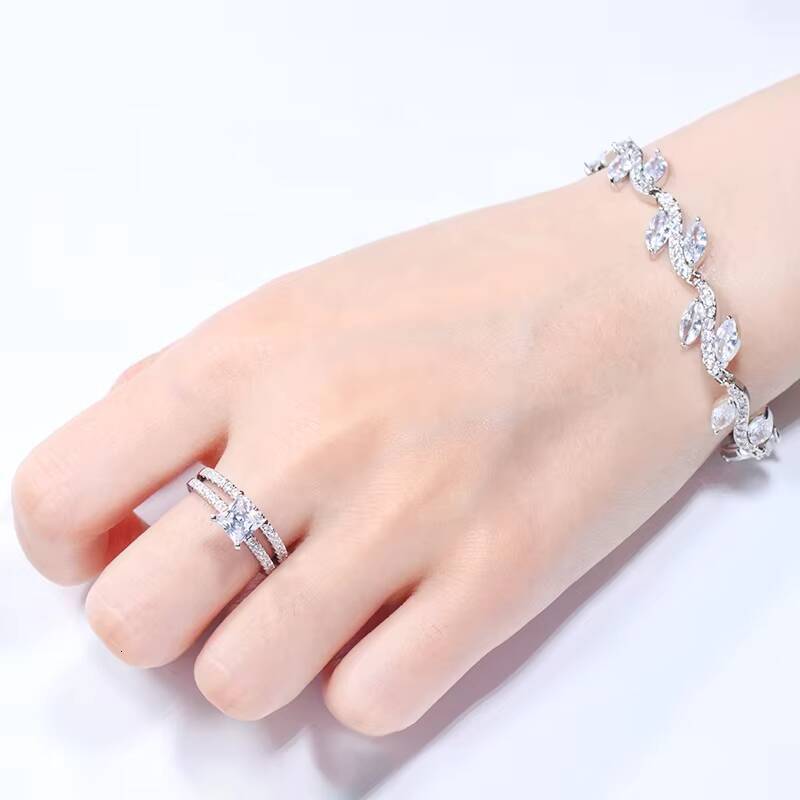 Fine Jewelry White Gold Ring 9K10K14K18K Princess Cut GRA Certificate 12 Ct D Color Moissanite Rings Set for Women Wedding