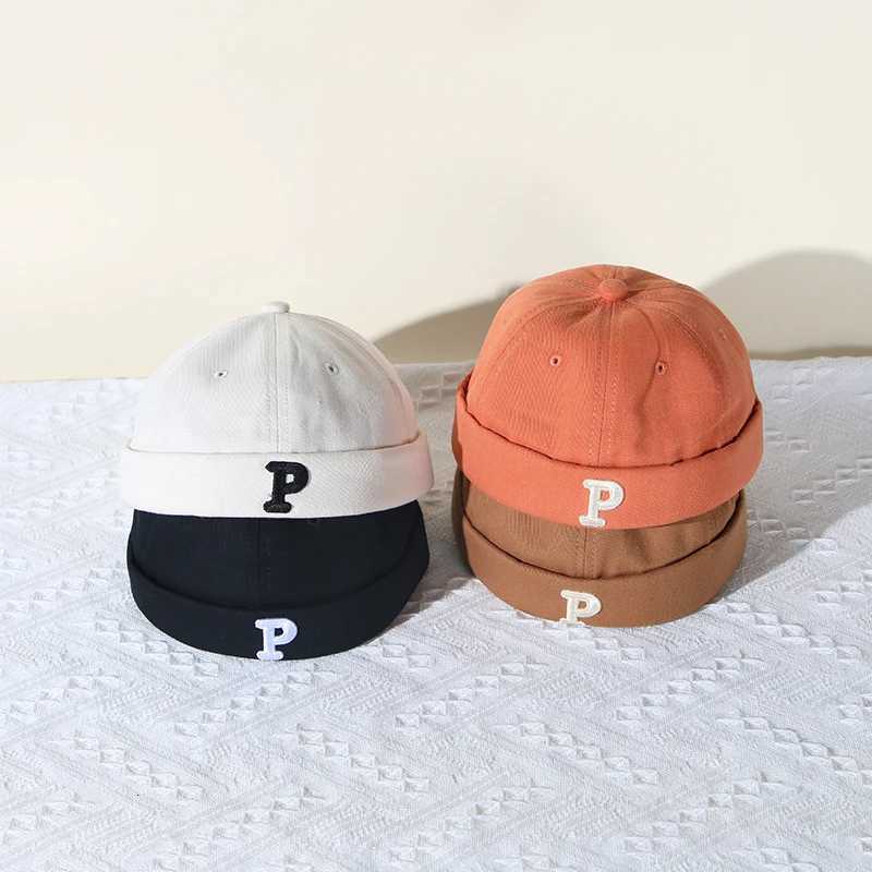 Letter Embroidered Baby Dome Brimless Hat Boys Girls Hip Hop Docker Cap Solid Fashion Children Melon Cap Vintage Kids Beanie 251028