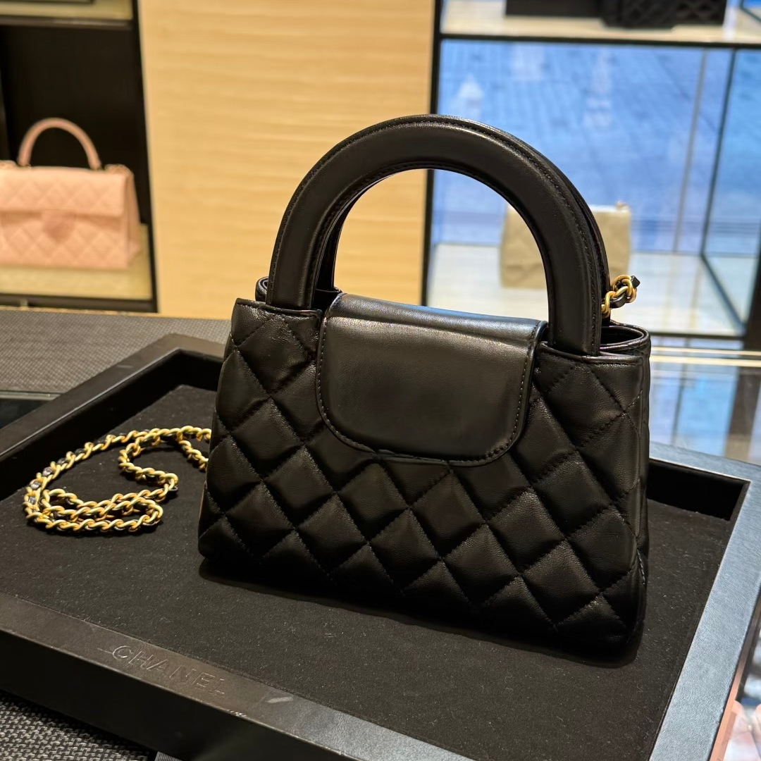 Top Designer 24P Mini Nano Bag Chain Strip Flap Bag Handle Bag Tweed Bag Leather Diamond Lattice Gold Buckle Hardware 25 C Handbag Ladies Kel Bag