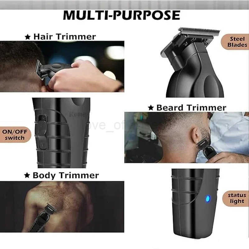 Kemei Hair Trimmers Professional Hair Trimmers 0mm Barber Haircut Machine Electric Clippers Rechargeable Trimmer for Men KM2299 Z251029