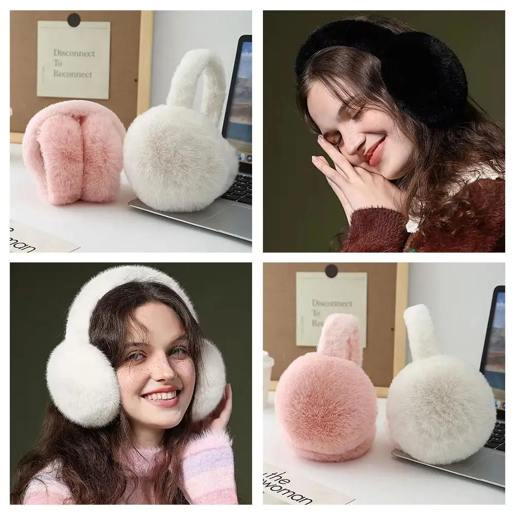 Fashion Winter Warm Earmuffs Fluffy Ear Muff for Women Soft Plush Earmuffs Girls Boys Cold Weather Ear Warmer Foldable Earflaps 251029