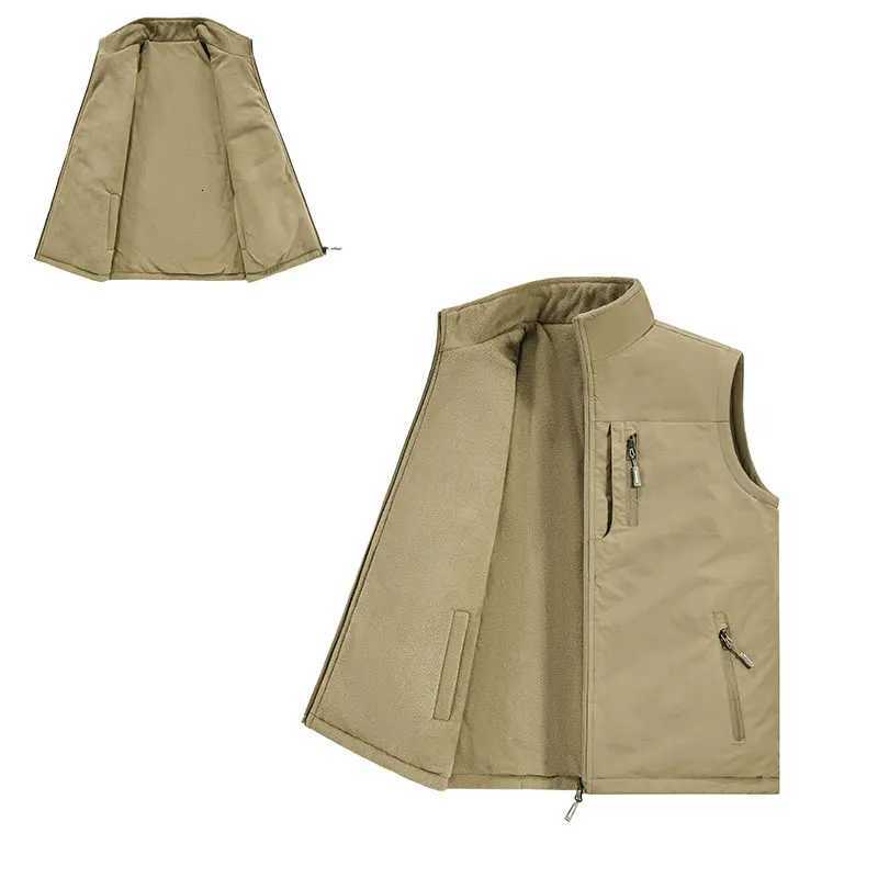 Male Hiking Vest Winter Fleece DoubleSided Mountaineering Casual Vest Outdoor Warm Solid Fishing Hunting Cargo Sleeveless Coats W251029