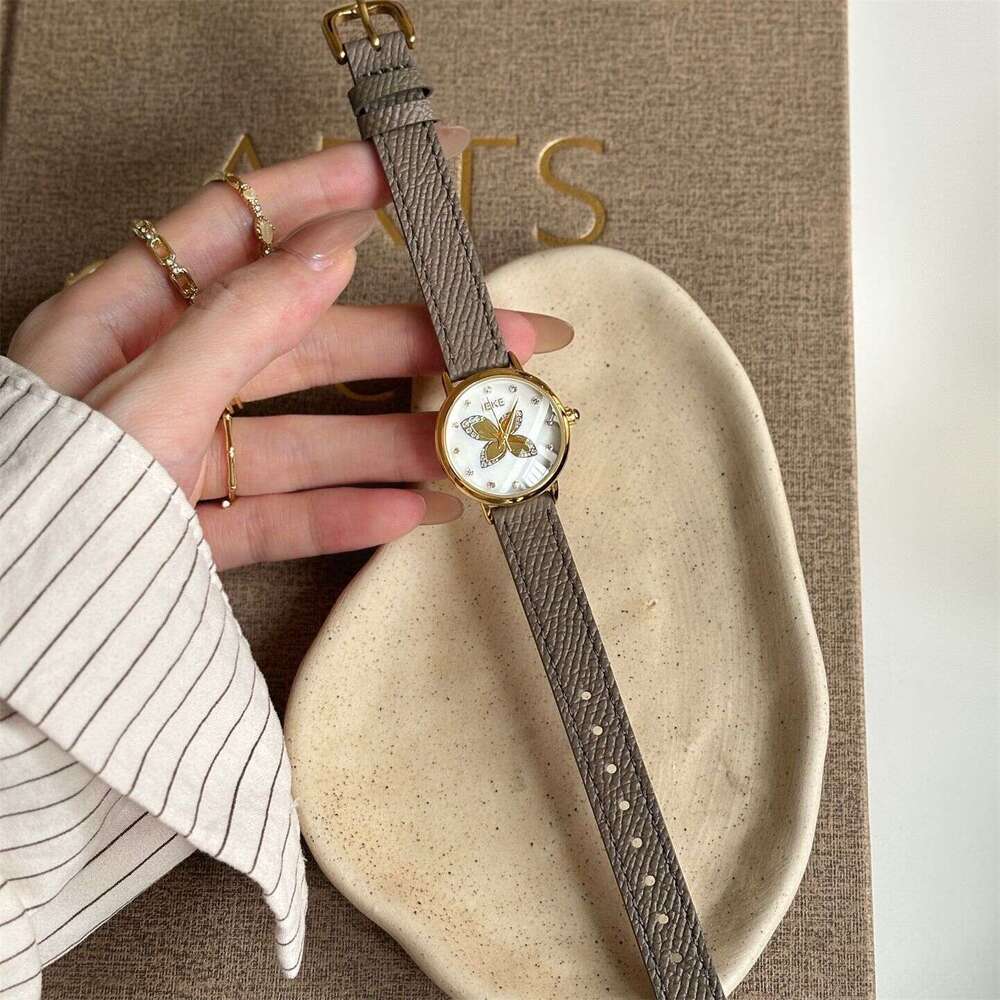 Butterfly Point Diamond Korean Style Designer Belt Quartz Watch Niche Design Sense Fashion Trend Women's Wristwatch