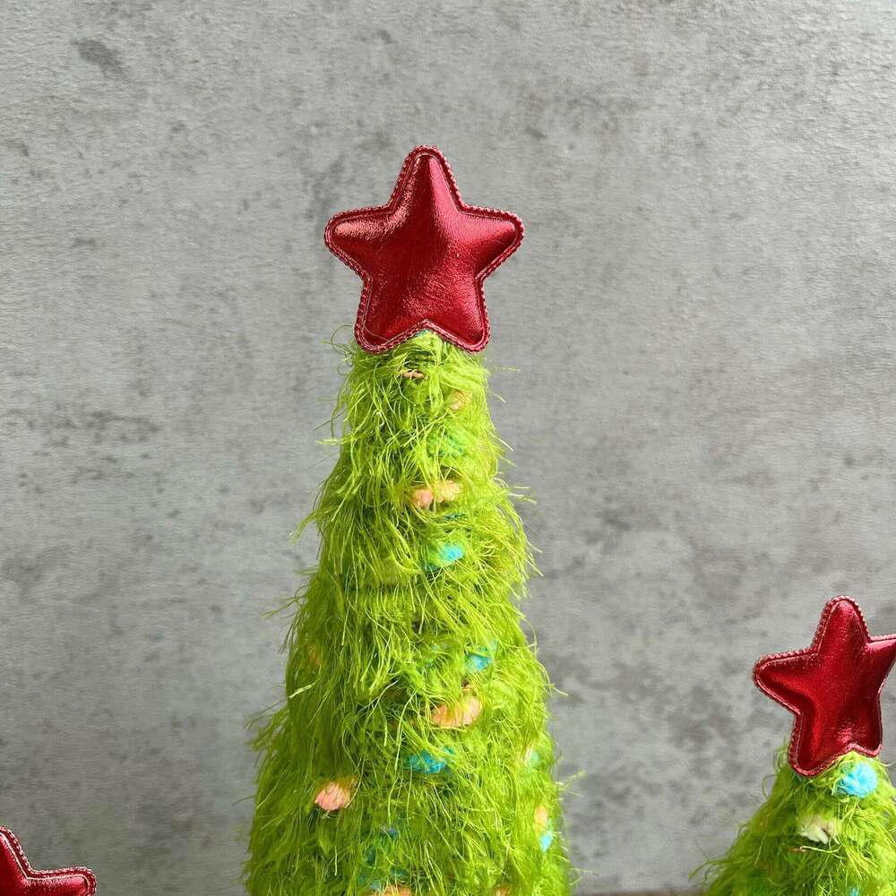 Grinch Plush Tree Ornament Christmas Table Fireplace Scene Decoration