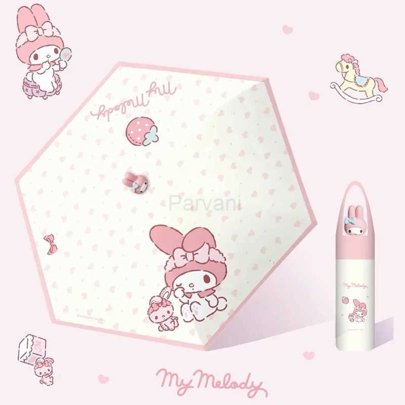 Sanrio Sanrio Cartoon 3d Doll Head Manual Umbrella Cute Sunshade Uv Protection Home Garden Household Rain Gear Umbrellas L251029