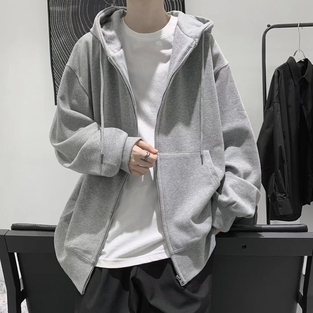 Korean style cardigan sportswear men's spring and autumn fashion brand Ins Hong Kong designer style loose casual top sports versatile hooded jack