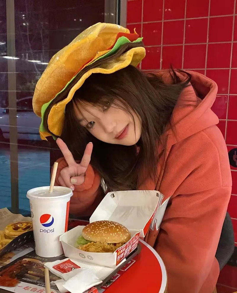 Funny Fast Food Fancy Hat Women Kids Hamburger Cheeseburger Shaped Carnival Halloween Christmas Party Dress Up Costume 251029