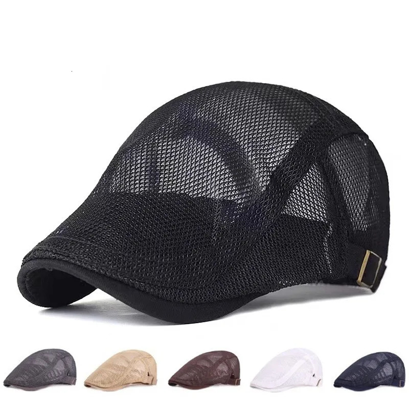 Mesh hat for men and women mesh duckbill spring summer breathable sunshade Literary youth beret 251013