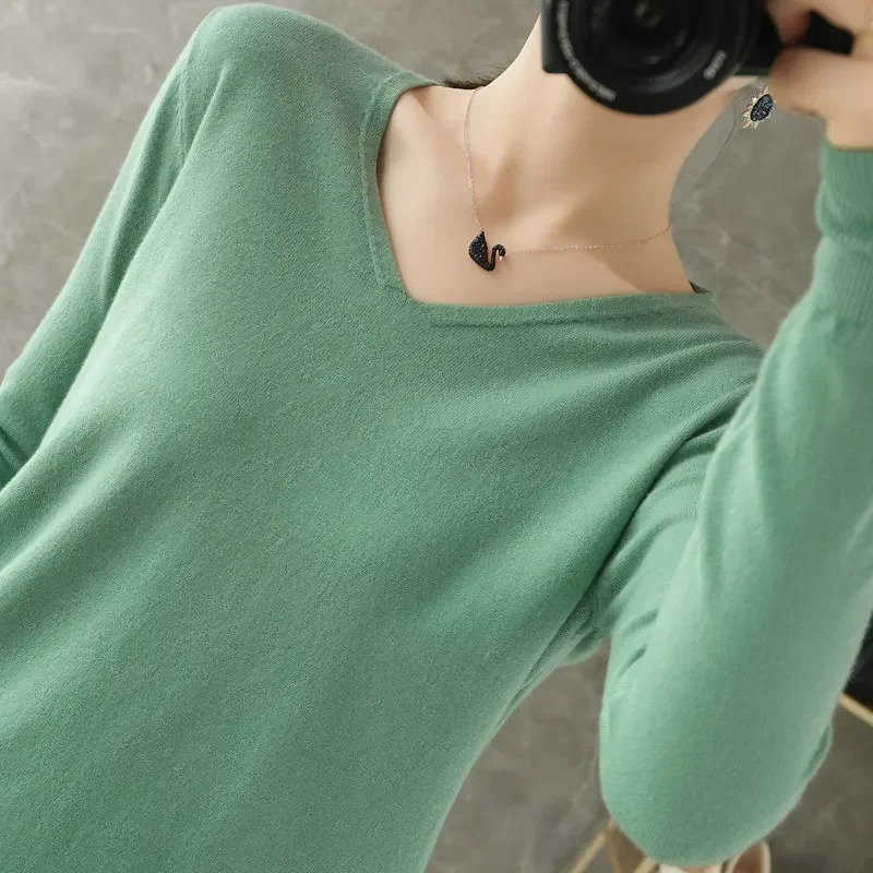 Women Sweater Autumn Winter Vneck Knitwear Long Sleeve Loose Cashmere Sweater Pullovers Lady Quality Jumper Knitted Tops 251029