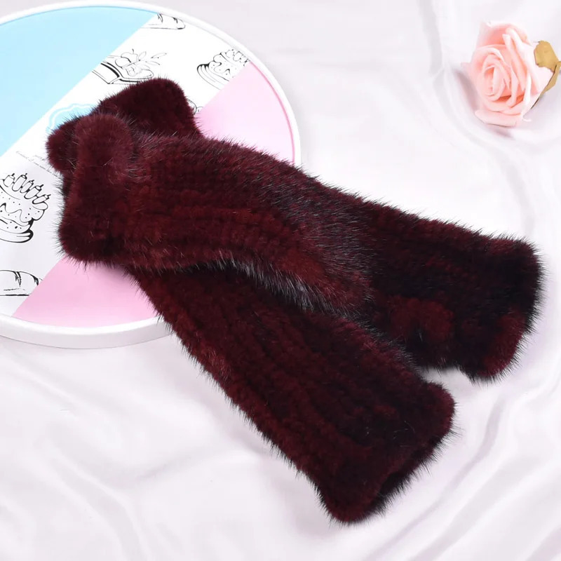 BF Genuine Mink Fur Long Gloves for Women Arm Sleeves Keep Warm Knitted High Elastic Half Finger Elbow Autumn Winter 251029