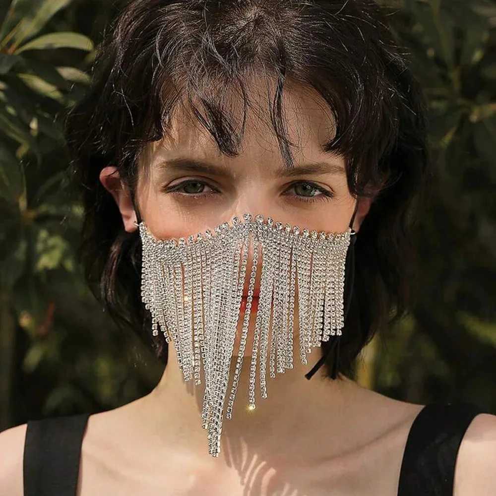 Stonefans Mysterious Tassel Mask Chain Veil Women Face Decoration Party Charming Hook Rhinestone Masquerade Jewelry HandmadeW251029