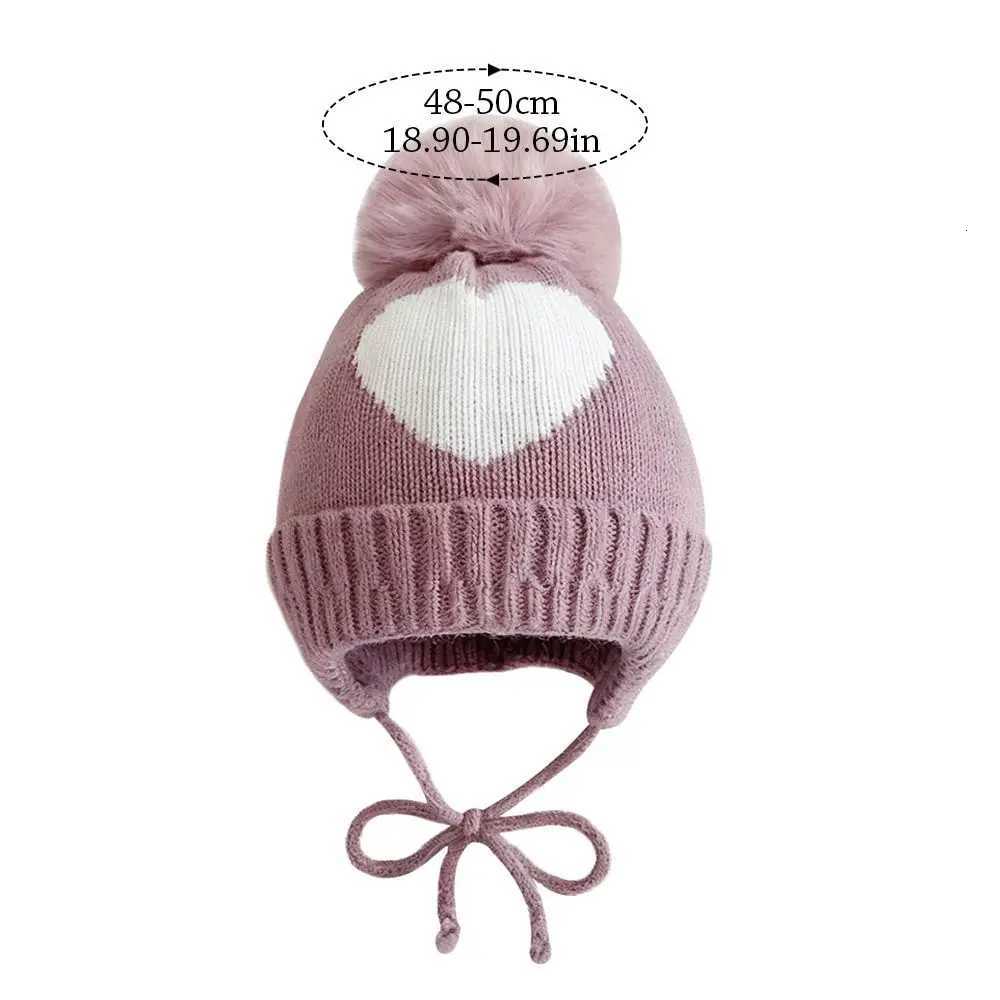 03Year Windproof Solid Color Baby Knitted Hat Soft Plush Ball Children Warm Cap Cartoon Cute Winter Hat Boys Girls251028