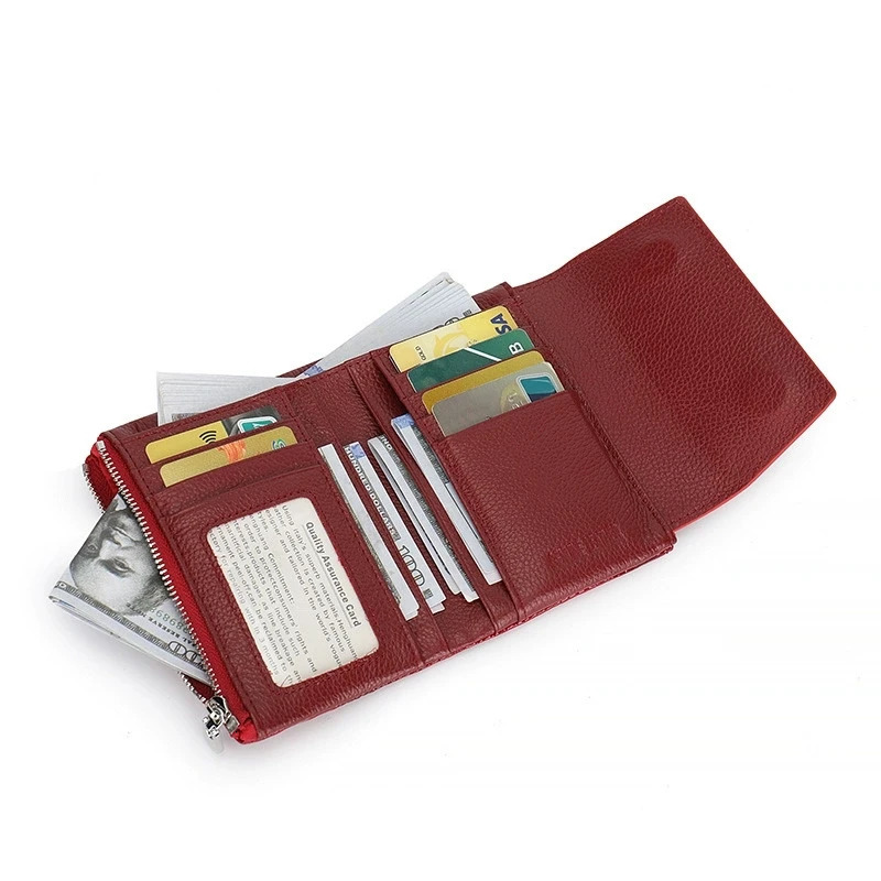 Magnetic Clasp Genuine Leather Wallet Cow Leather Purse Woman RFID Card Holder Clutch With Box 251029