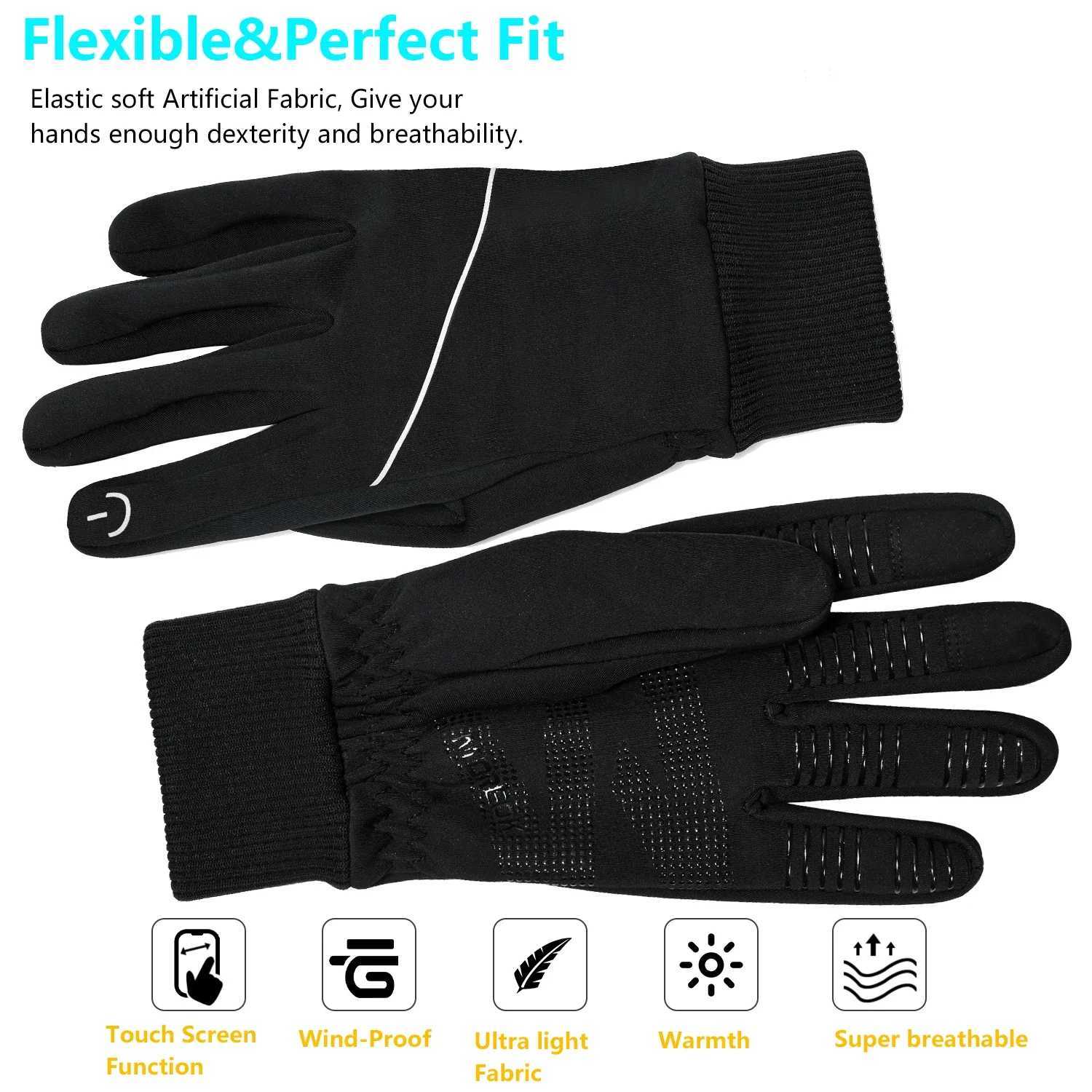 MOREOK Winter Thermal Gloves Windproof Touch Screen Warm Gloves for DrivingCyclingRidingRunning for Men Women J251029