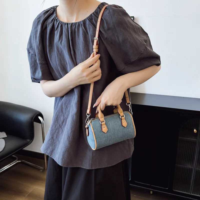 2025 Unique Colorblock Boston Pillow Bag for Women Versatile Shoulder Crossbody Purse Fashionable Handheld Tote Casual Chic W251029