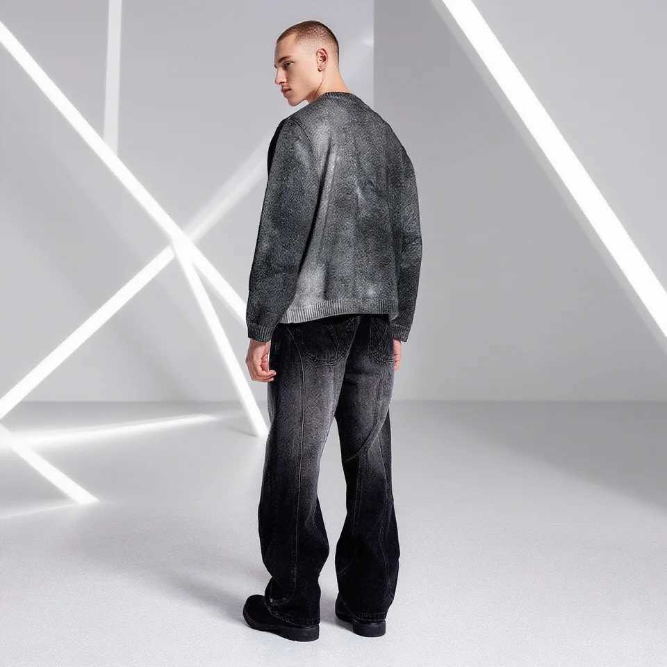 Unisex Casual round Neck Sweater Street Style High Design Knitted Loose Top European American Fashion J251029