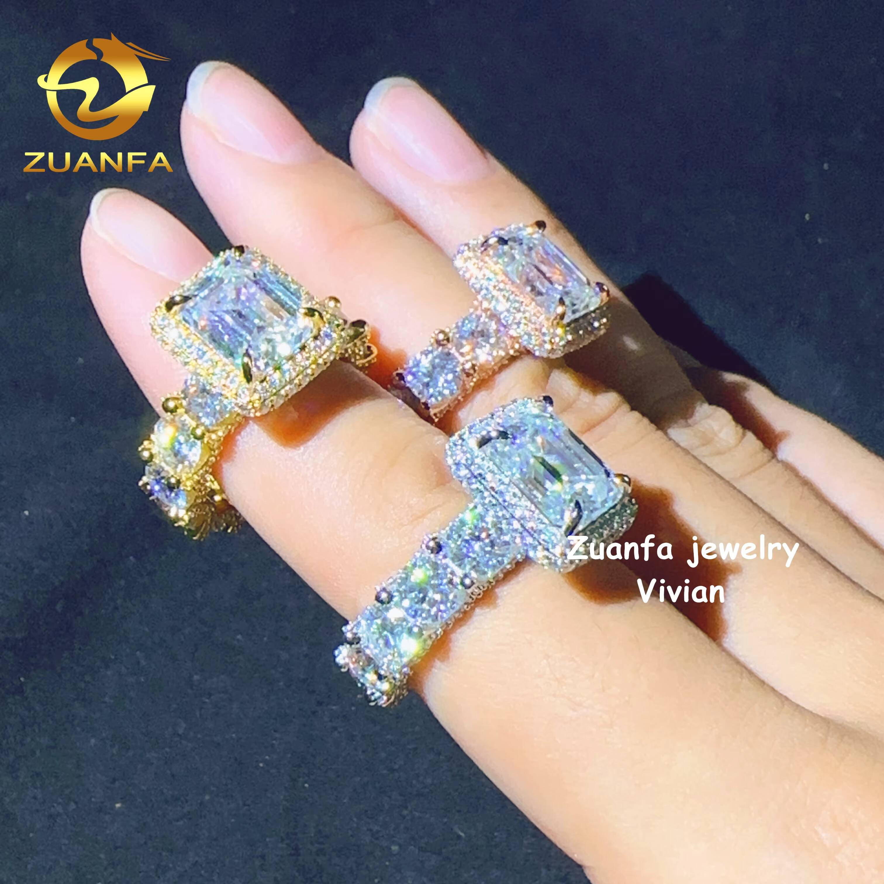 Fashion Custom Hip Hop Sterling Silver 925 D Color VVS Moissanite Diamond Luxury Ring for Men