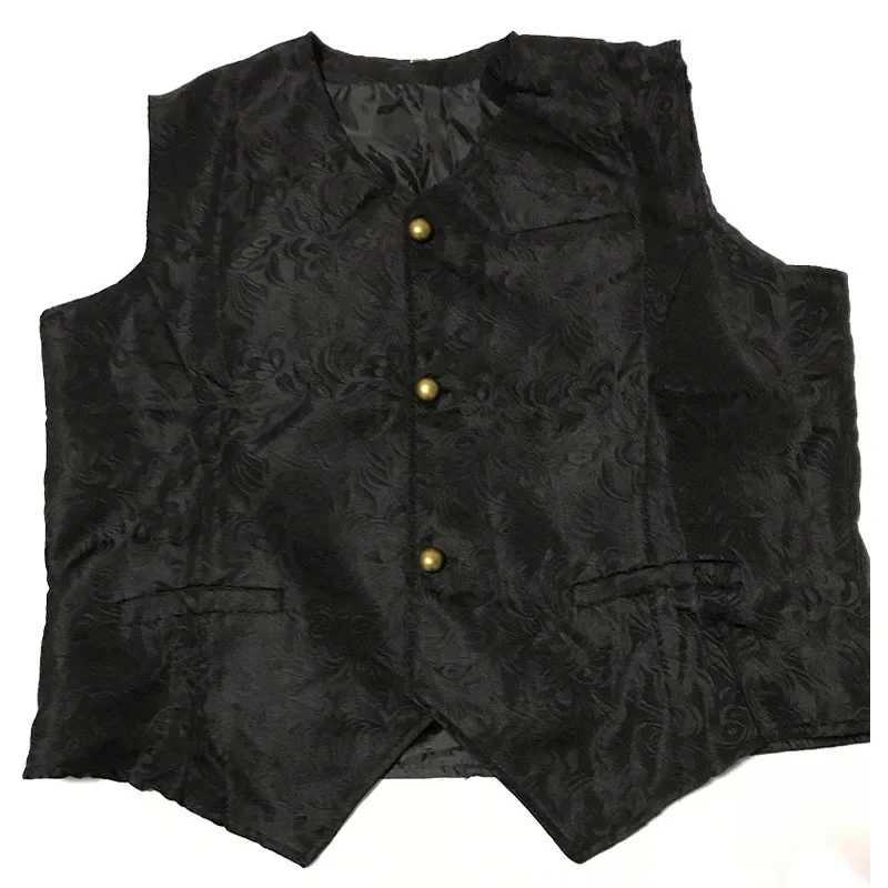 Adult Men Vintage Vest Waistcoat Victorian Black Steampunk Style Gothic Jacquard Swallow Top Noble Costume For Mens Blazer Suit W251029