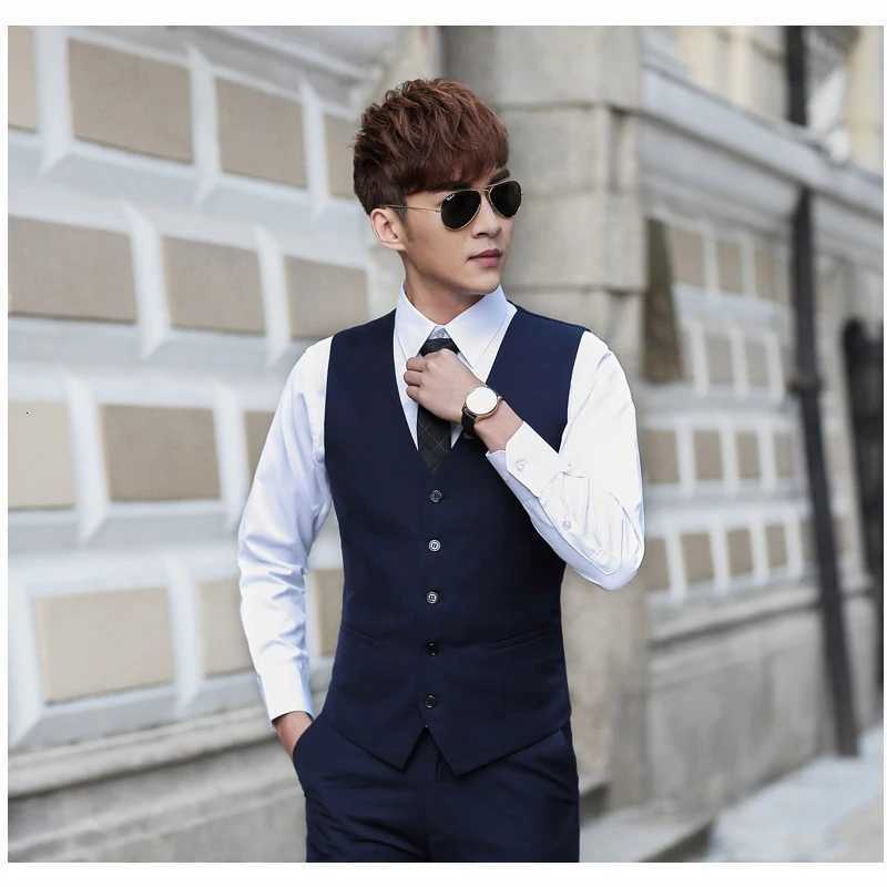 Fashion Single Breasted Suit Vests for Men Grey Black Highend Male Waistcoat Slim Fit Formal Business Casual Vest Plus Size 7XL W251029
