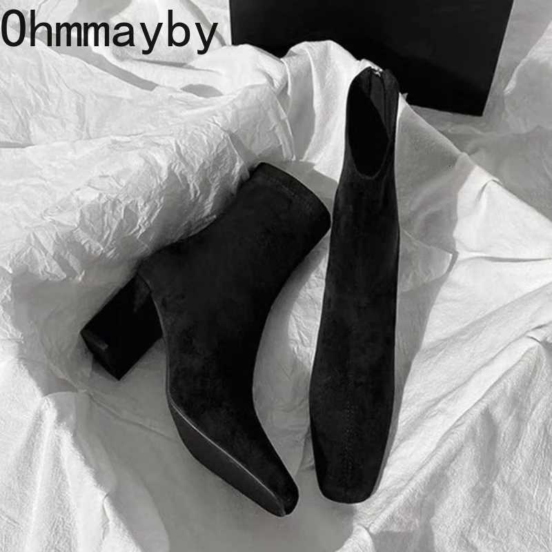 Autumn Winter Square Toe Woman Ankle Boots Fashion Square Heels Shoes Concise Femmes Mordern Short Botines De Mujer Z251029