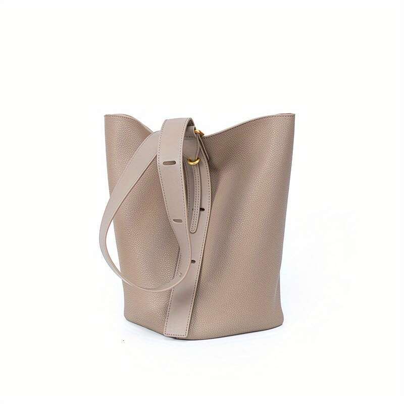 Ins Niche Design High Leather Women Shoulder Bag, Light Commuting Cowhide Large Capacity Crossbody Bucket Bag 2025