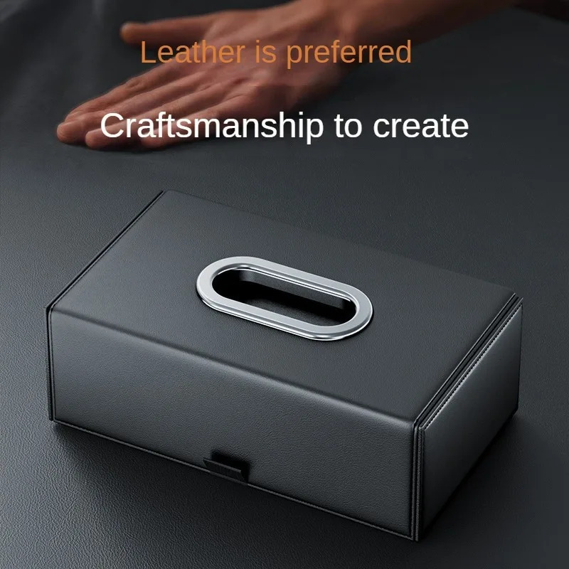 1pc PU Leather Car Tissue Box Elegant Stitching Durable Armrest Organizer Compact Efficient Space Use 251029