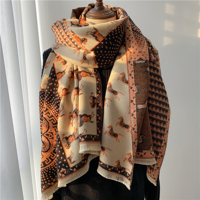 Free shipping Designer Scarves 2025 Autumn Winter New Fashionable High Quality Warm Scarf Womens Winter Thickened Scarf Shawl green orange