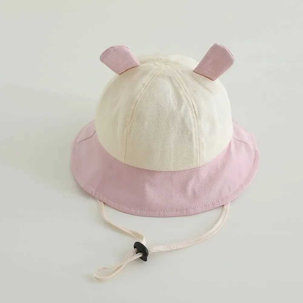 New Panama Autumn Cartoon Bear Ear Cotton Baby Bucket Hat For Boys Girls Children Beach Sun Hat Kids Uv Protection Cap251028