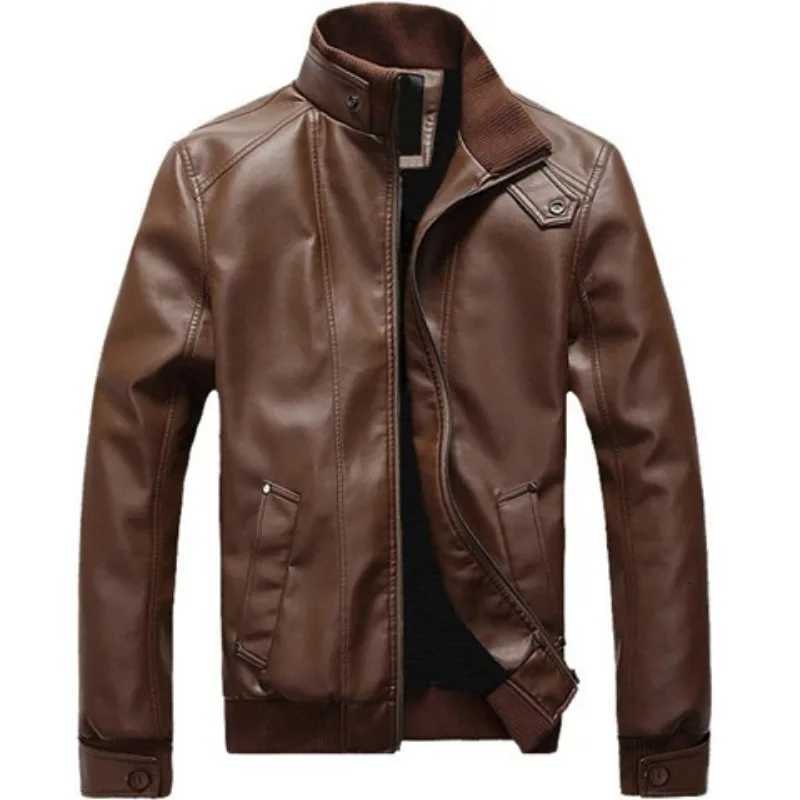 Leather Jacket Mens Slim Korean Style Standing Collar Youth Casual Motorcycle Autumn TrendT251029