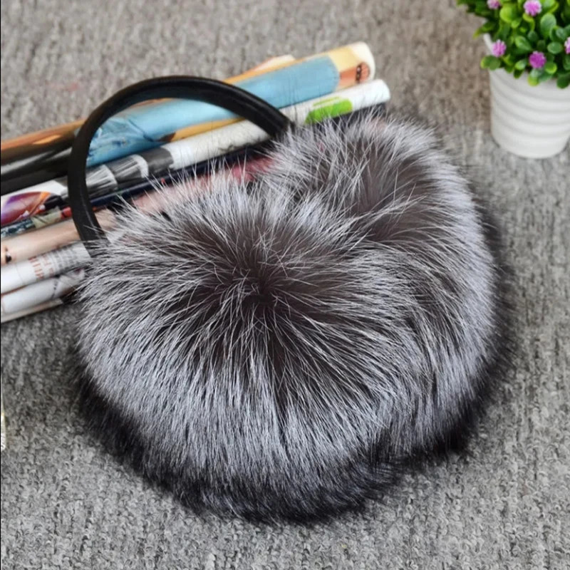 Arrival Women 100 Real Fox Fur Ear Cover Plush Genuine Fox Fur Earmuff Winter Lady Big Pompoms Fox Fur Fluffy Earmuffs Warm 251029